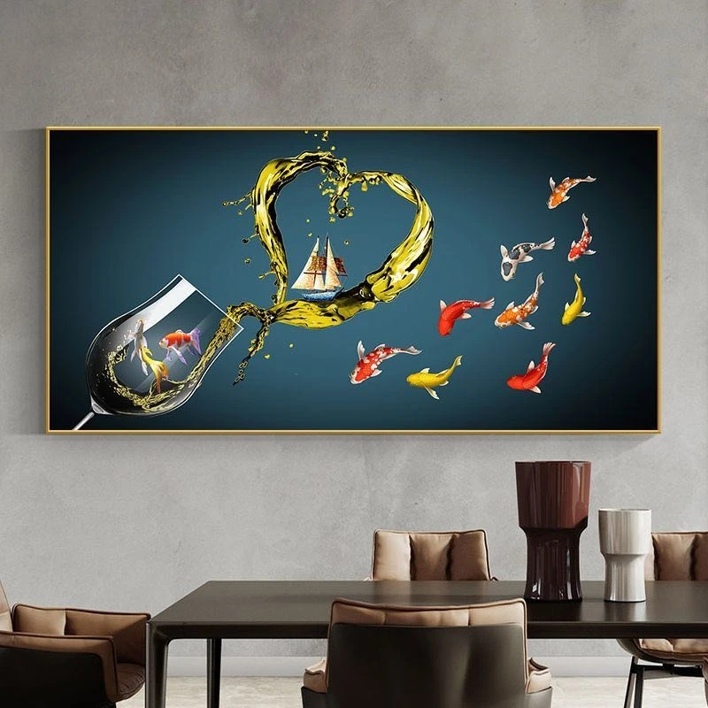 【餐厅画】轻奢风酒杯单幅晶瓷画餐厅客厅单联晶瓷镶钻装饰画挂画