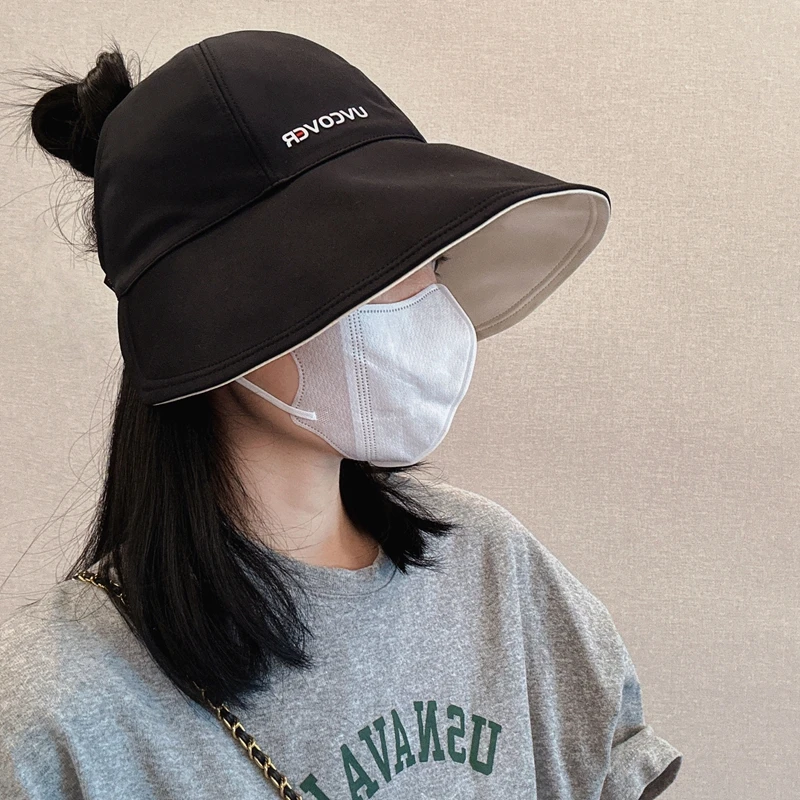 23S/S2.0版显脸小冰丝渔夫帽女遮脸防晒帽折叠空顶鸭舌帽春夏帽子