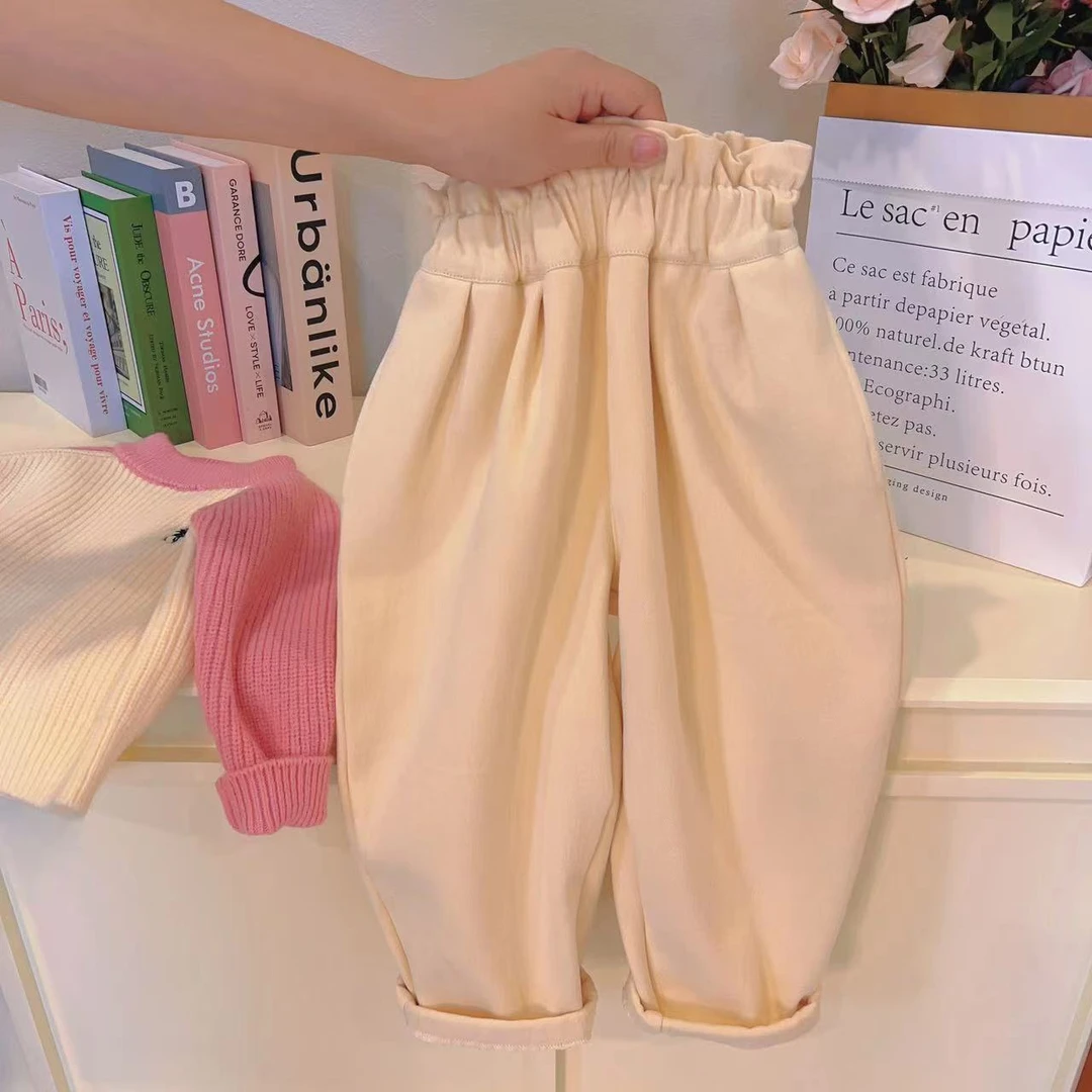 【现货加绒款】冬季新款女童个性韩版宽松百搭休闲裤A