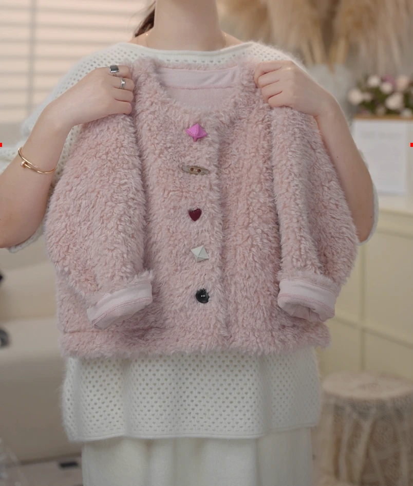 （现货）2024冬季韩版女童百搭时尚小香风毛毛外套洋气241108A