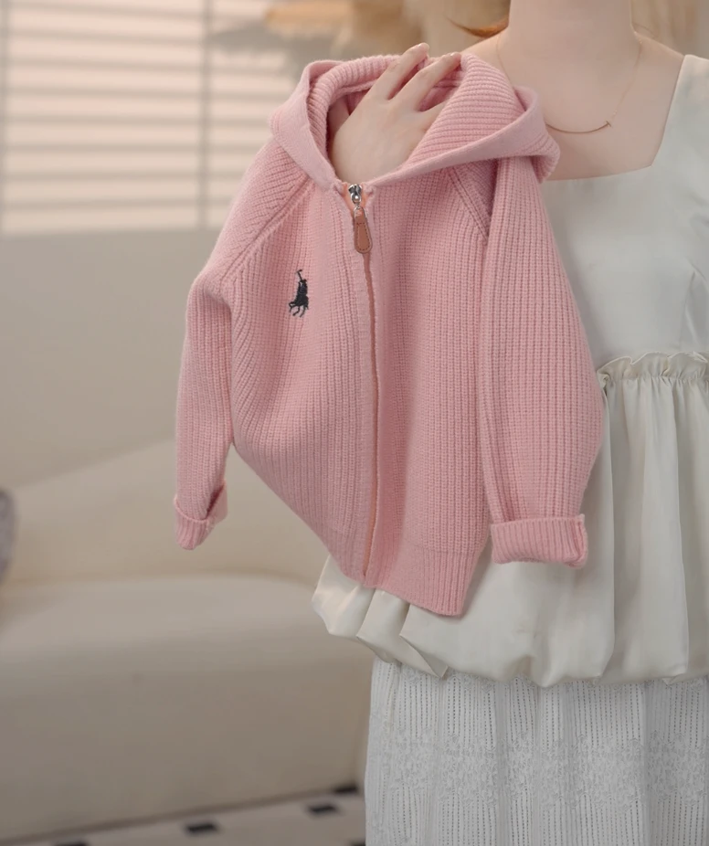 【现货】2025秋季新款儿童连帽小标拉链毛衣0925B