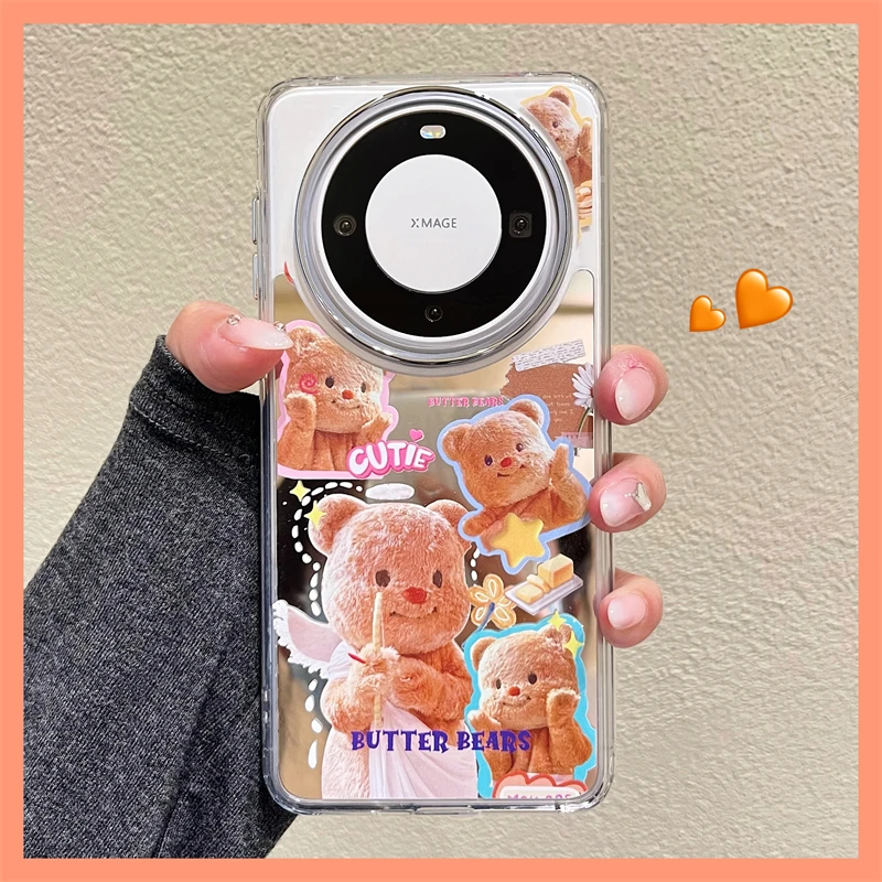 适用华为mate60pro+手机壳p60pro可爱黄油小熊mate40/50pro苹果15