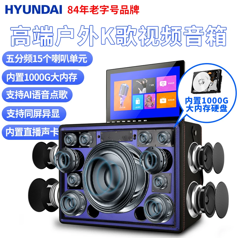 HYUNDAI现代音响A15大功率户外音响家庭KTV视频K歌广场舞音响播放