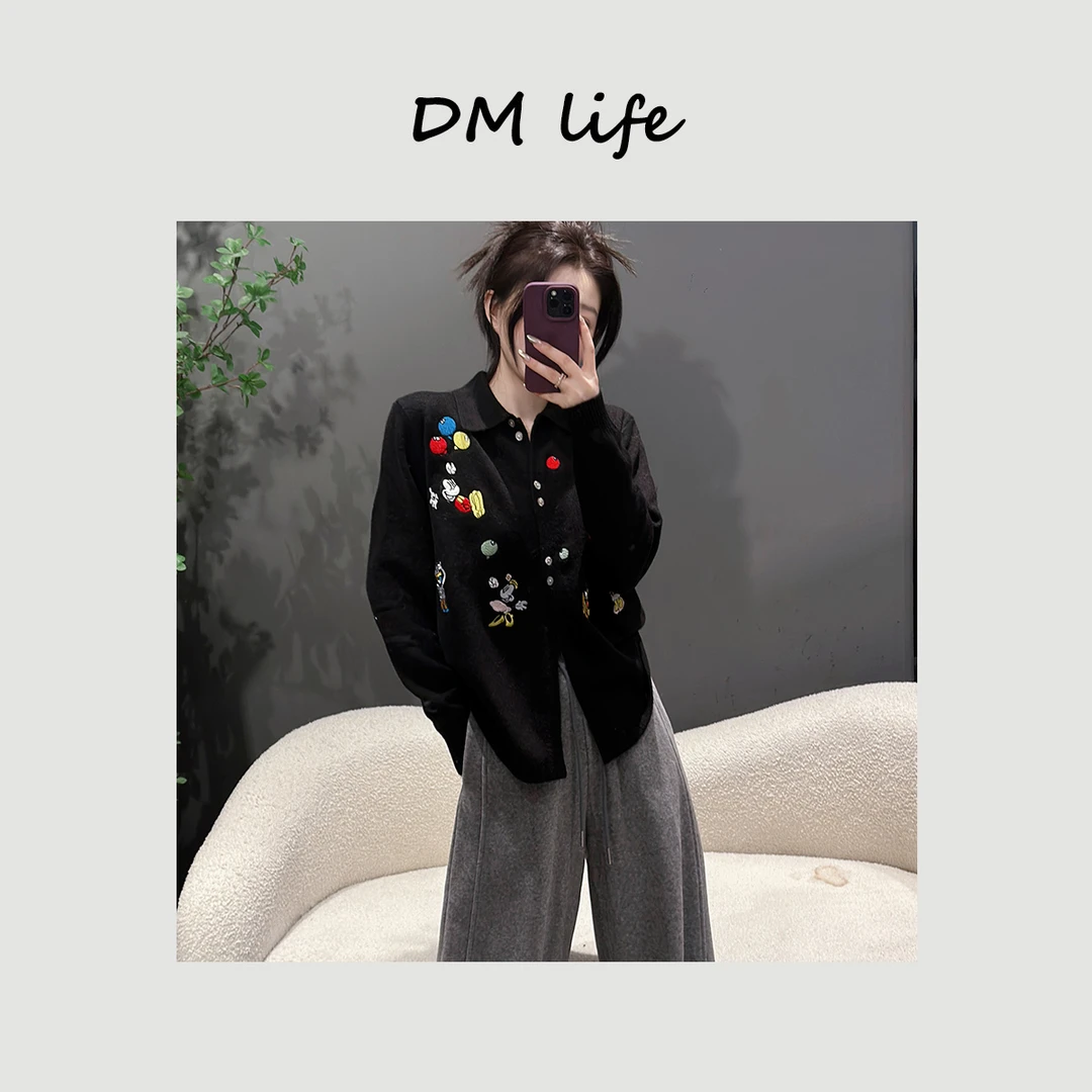 清 DMlife【可爱气球】小众设计秋冬新款极简风大版卡通刺绣上衣