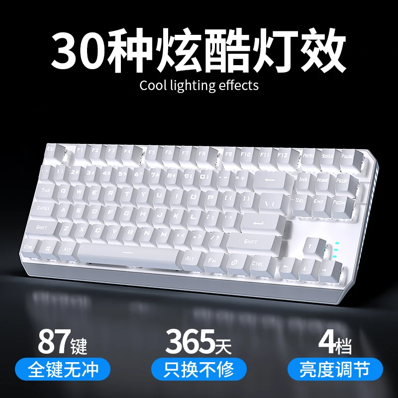 前行者TK870机械键盘游戏办公女生电脑电竞青轴笔记本台式高颜值
