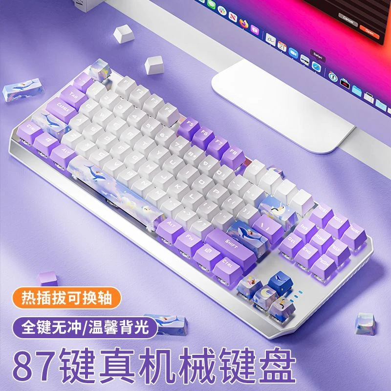 前行者电竞机械键盘有线无线蓝牙青女生办公游戏可爱吃鸡通用