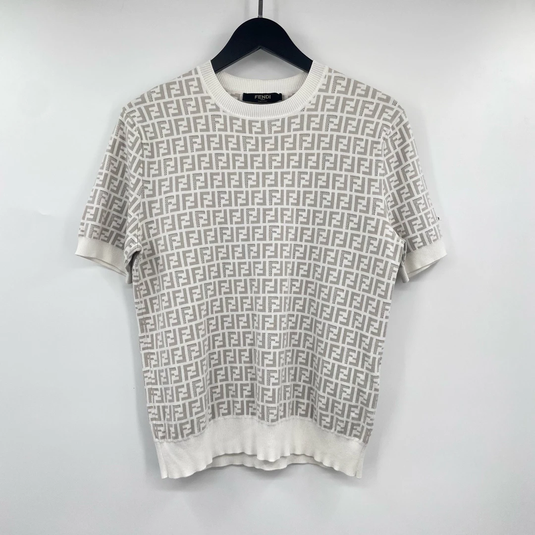 99新 FENDI/芬迪 白色满印针织短袖-叶子922