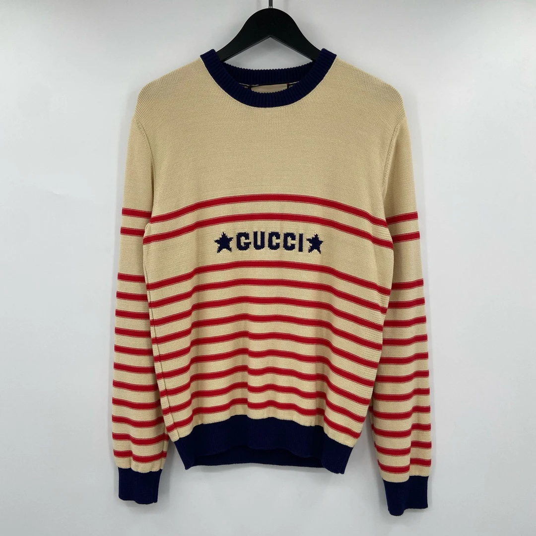 全新未使用 GUCCI/GUCCI Gucci 条纹针织毛衣 叶子 194 公价9800