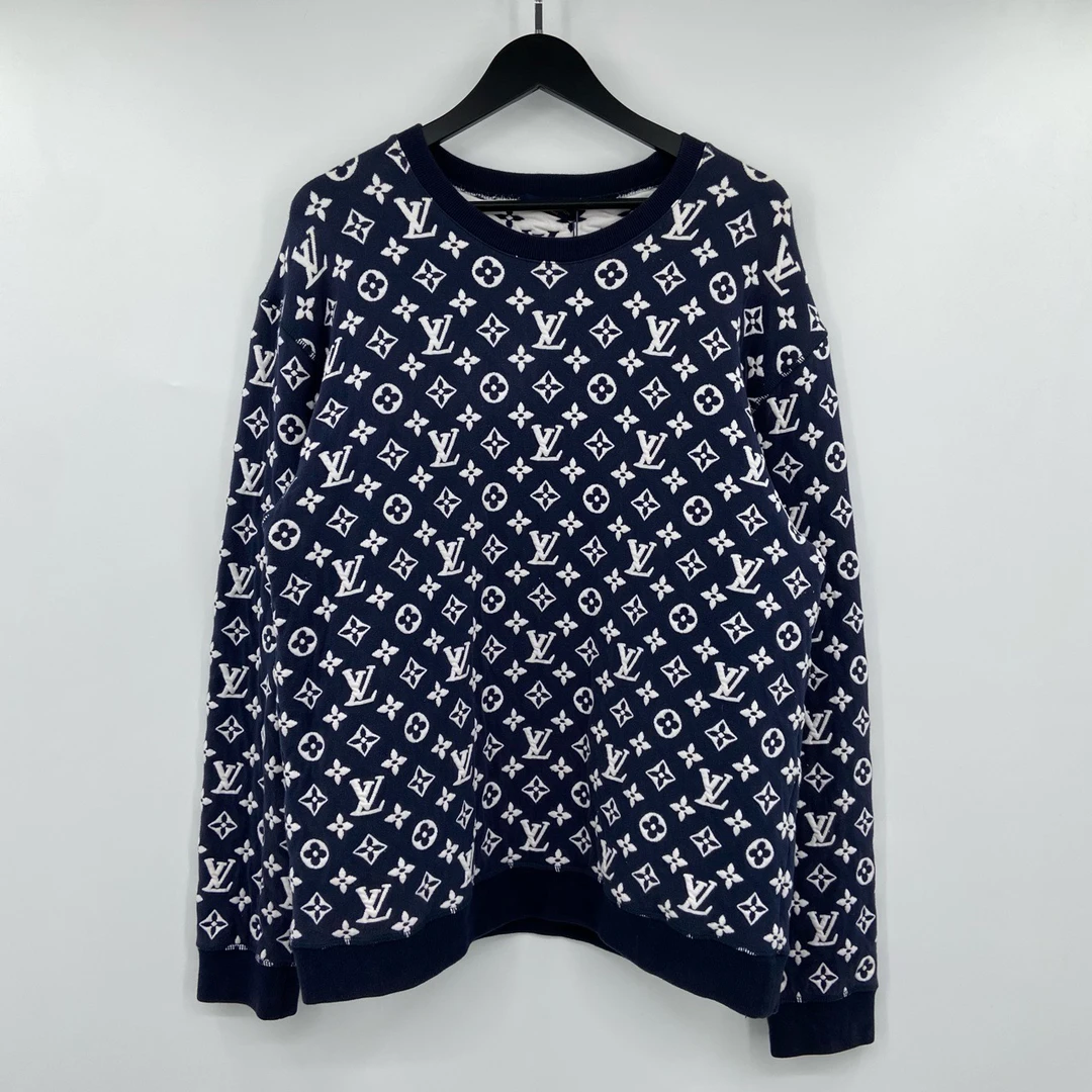 99新 LouisVuitton/路易威登 蓝色满印卫衣 XXL叶子254