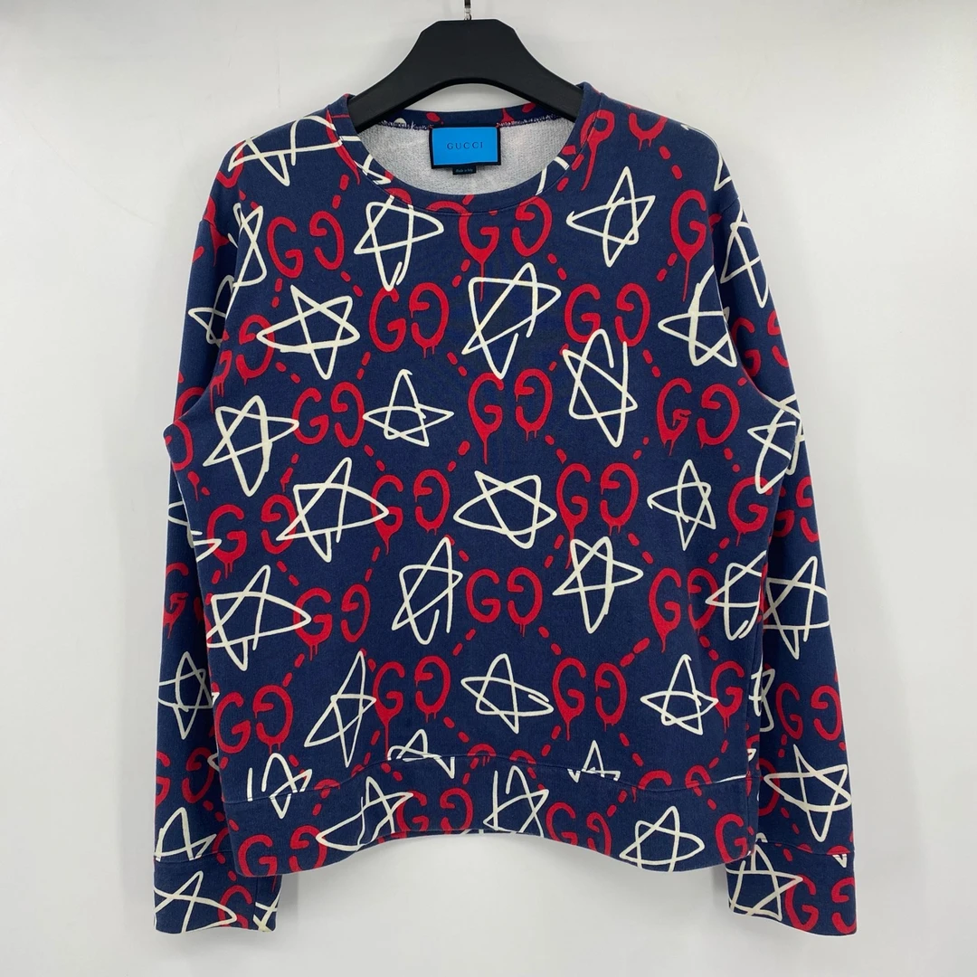 95新 GUCCI/古驰 满印双G五角星卫衣 XXL P2406020002