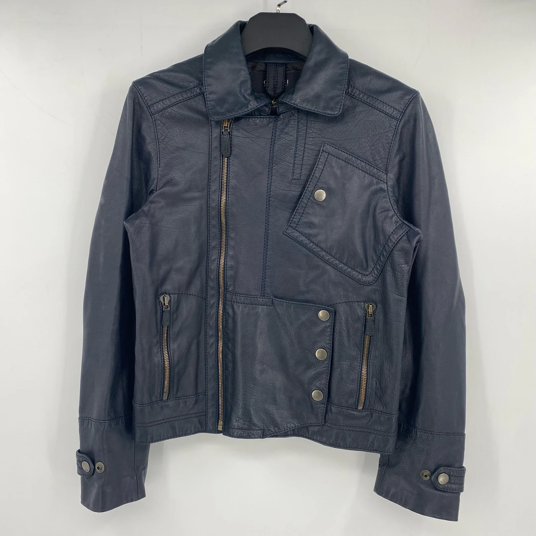95新 GUCCI/古驰 Gucci 侧拉链多口袋皮夹克 50 P2404300005