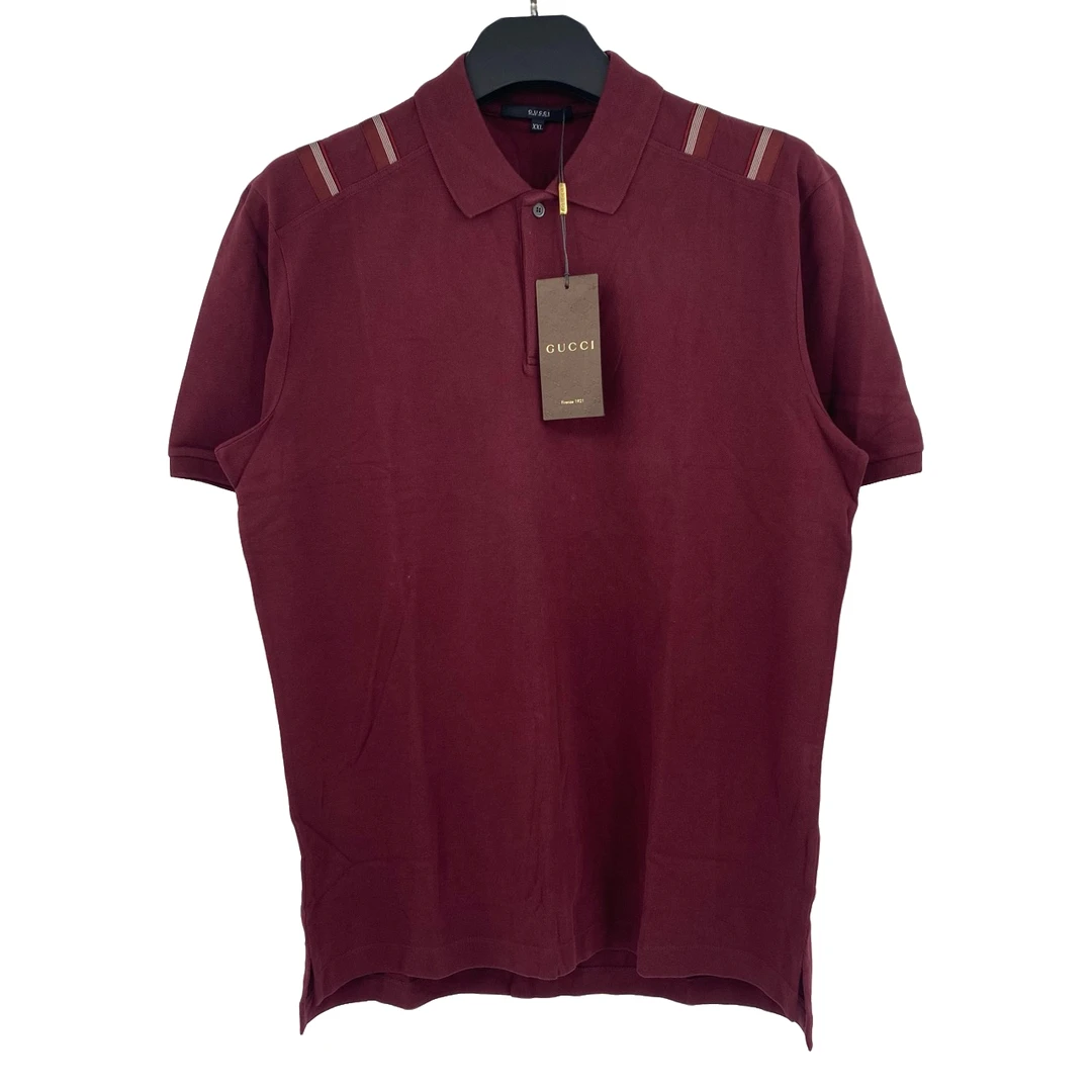 全新未使用 GUCCI/古驰 Gucci 肩线竖条纹短袖POLO BBC 叶子1089