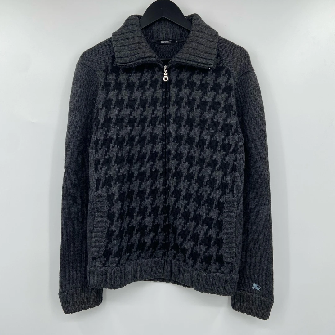 95新 BURBERRY/博柏利 袖口战马刺绣针织拉链夹克 3  叶子-093