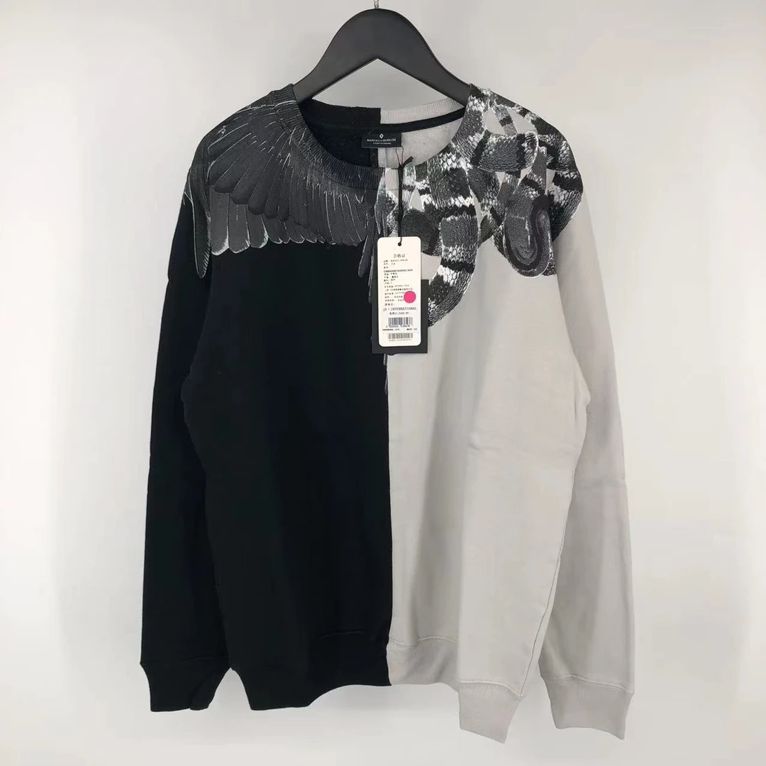全新未使用 MARCELOBURLON 黑白阴阳蟒蛇翅膀卫衣 叶子-1065