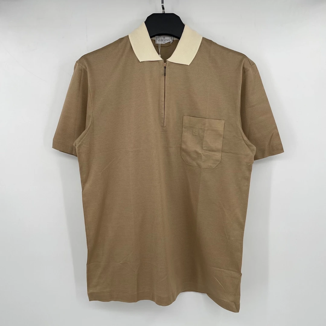 全新未使用 Givenchy/纪梵希 口袋刺绣半拉链polo BBC 叶子-423