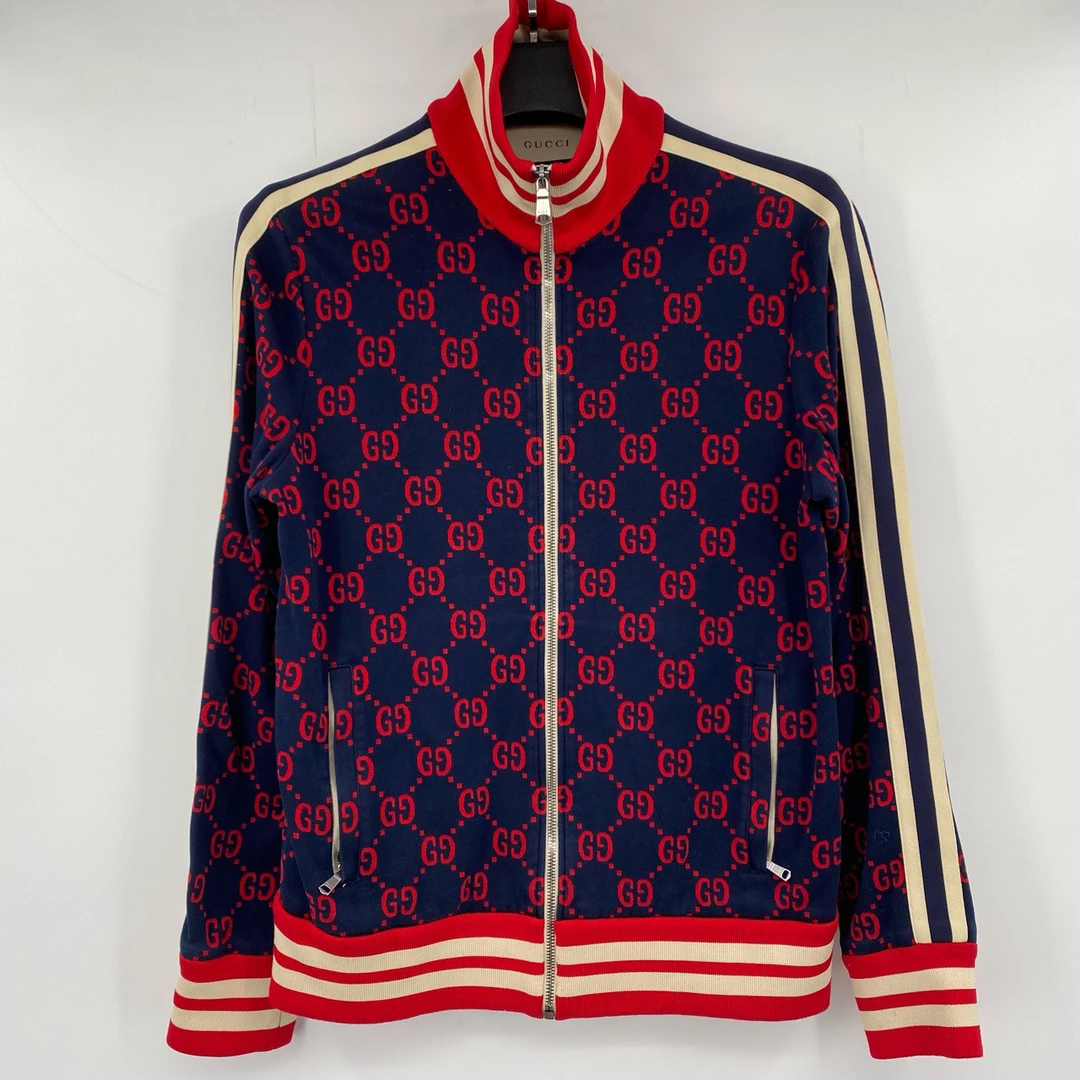 全新未使用 GUCCI/古驰  满印双g拉链夹克 L 叶子-1035