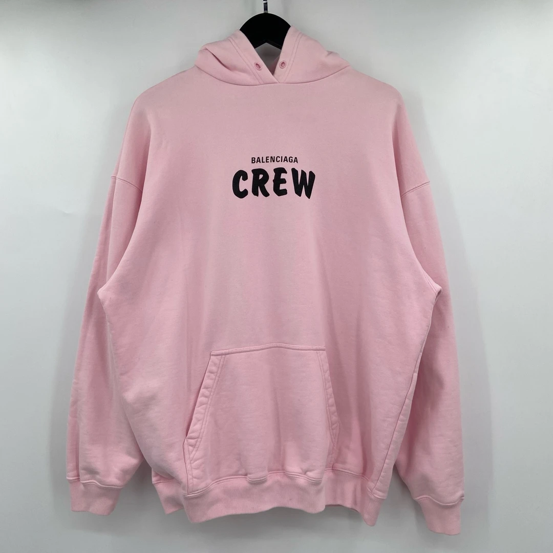 95新 Balenciaga/巴黎世家 粉色crew帽衫 S