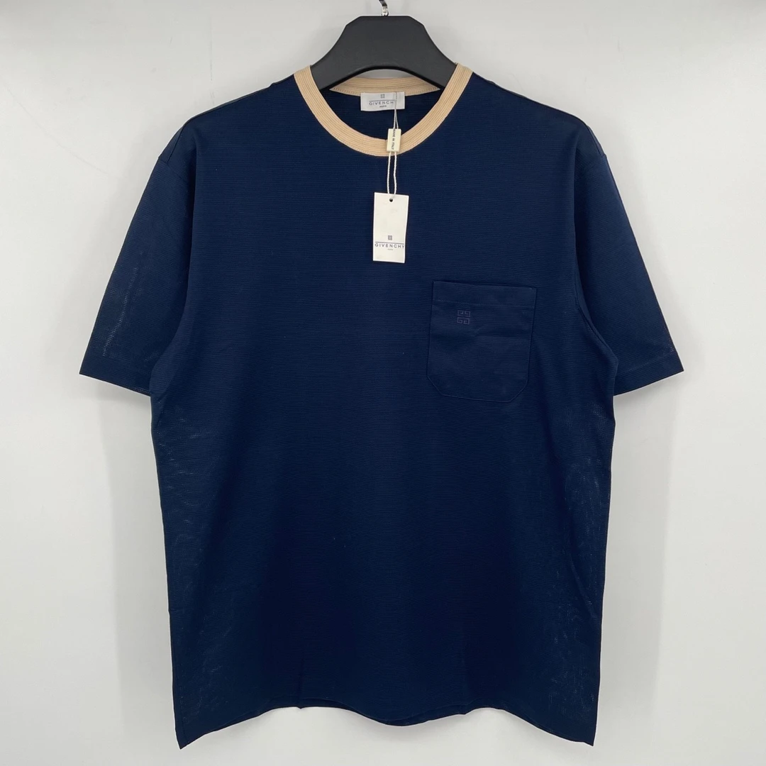 全新未使用 Givenchy/纪梵希 圆领拼色口袋四宫格刺绣 叶子092