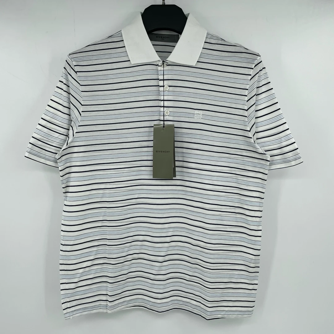 全新未使用 Givenchy/纪梵希 四宫格刺绣条纹polo 叶子096