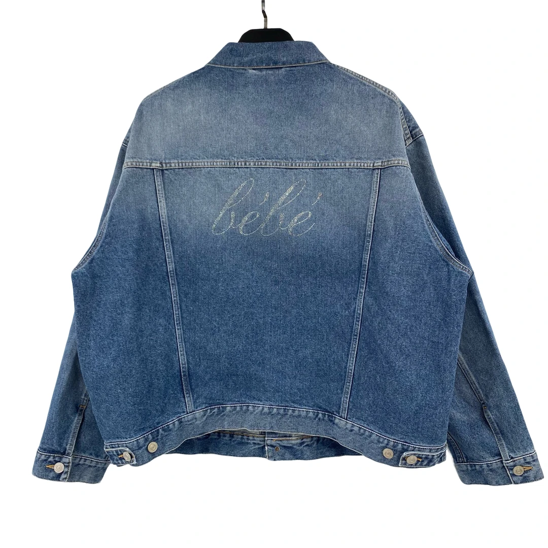 全新未使用 Balenciaga/巴黎世家 背后水钻字母牛仔夹克 叶子988