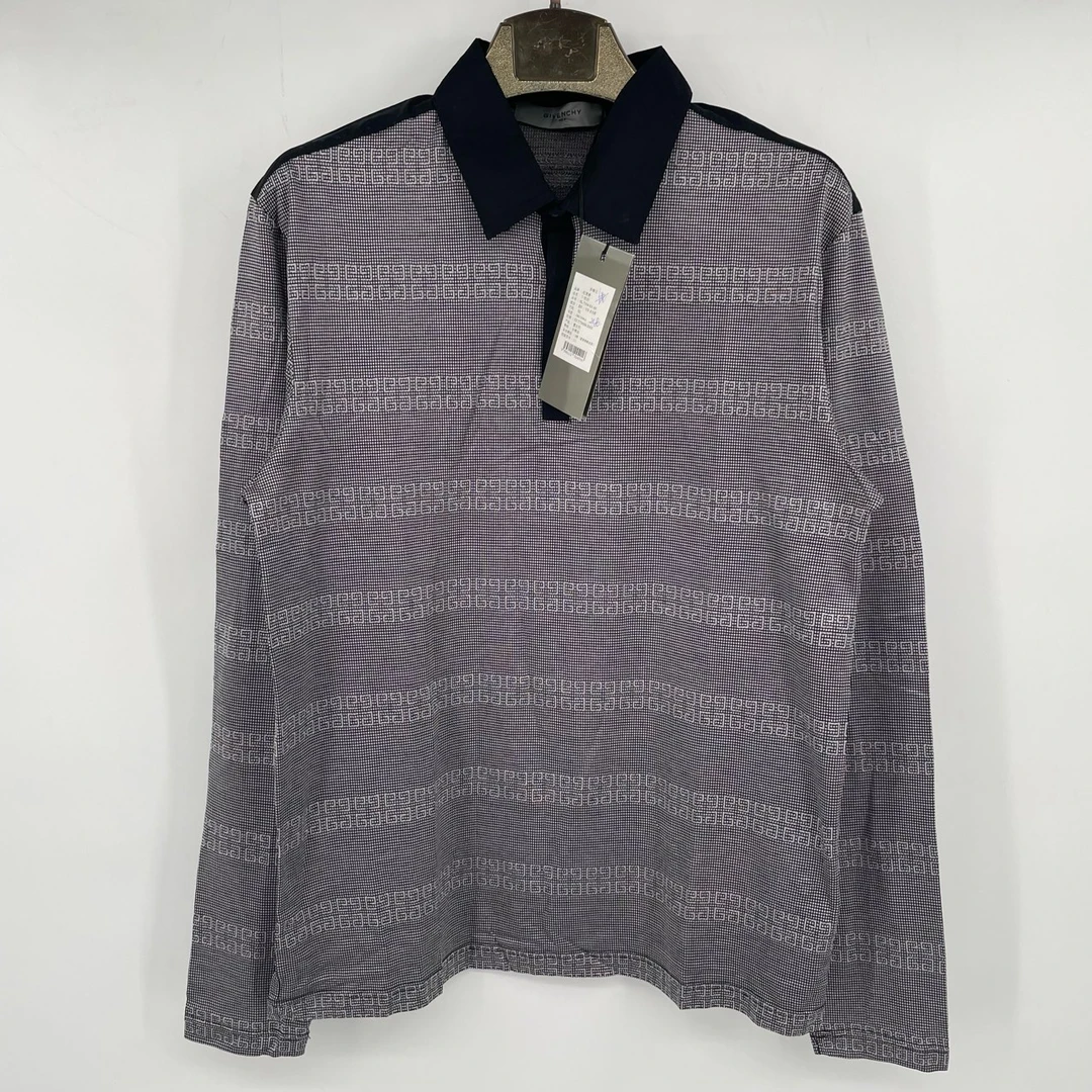 99新 Givenchy/纪梵希 四宫格条纹拼接polo A 叶子103