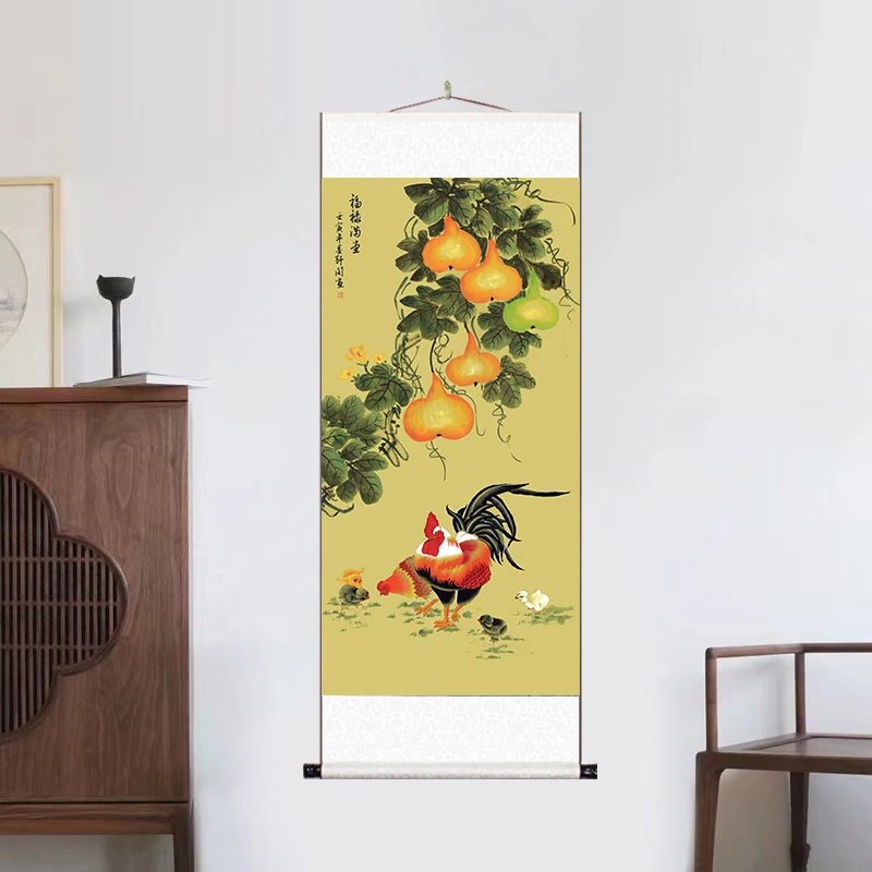 多款可选 大气背景墙竖幅挂画国风新中式玄关靠山风景图装饰画