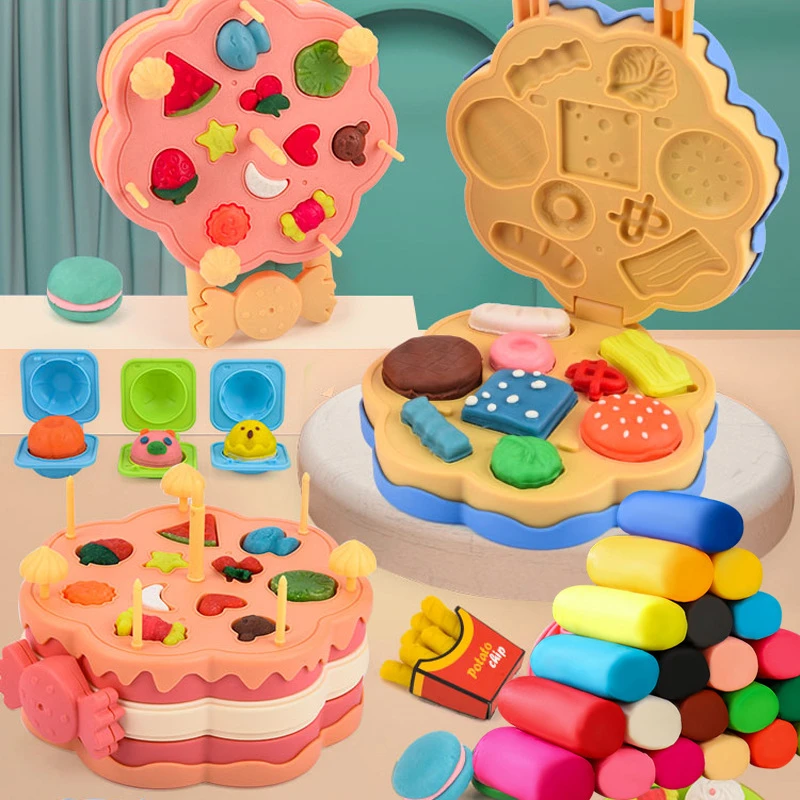 汉堡机彩泥橡皮泥幼儿园儿童diy玩具套装粘土轻黏土模具批发工厂