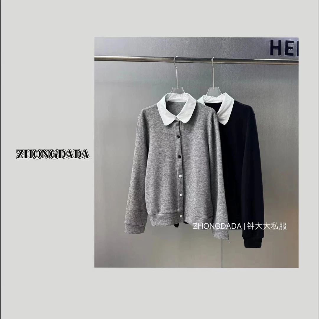 ZHONG大大【】2024秋季新款POLO领撞色卫衣开衫女325
