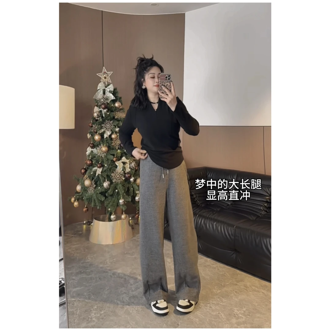 ZHONG大大【懒人裤】2024冬季新款高腰加厚加绒百搭显瘦休闲裤50336