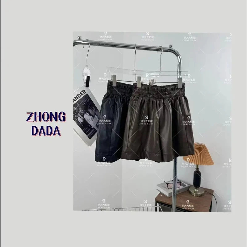 ZHONG大大【】秋季新款韩版时尚高腰松紧腰阔腿短裤女10011