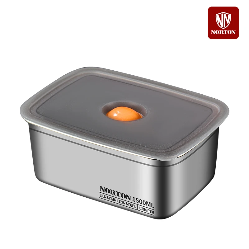 NORTON316保鲜盒密封排气负压微真空不漏水冰箱收纳盒(1500ML)