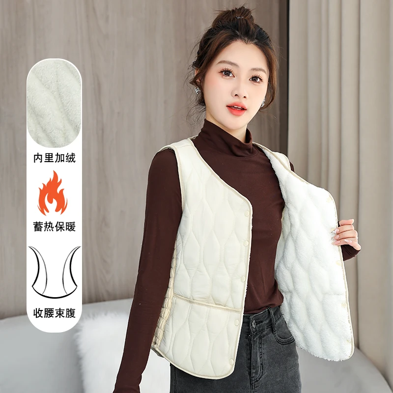 新款加绒红色背心轻薄款棉服修身加厚加绒大码冬季内穿大码女背心