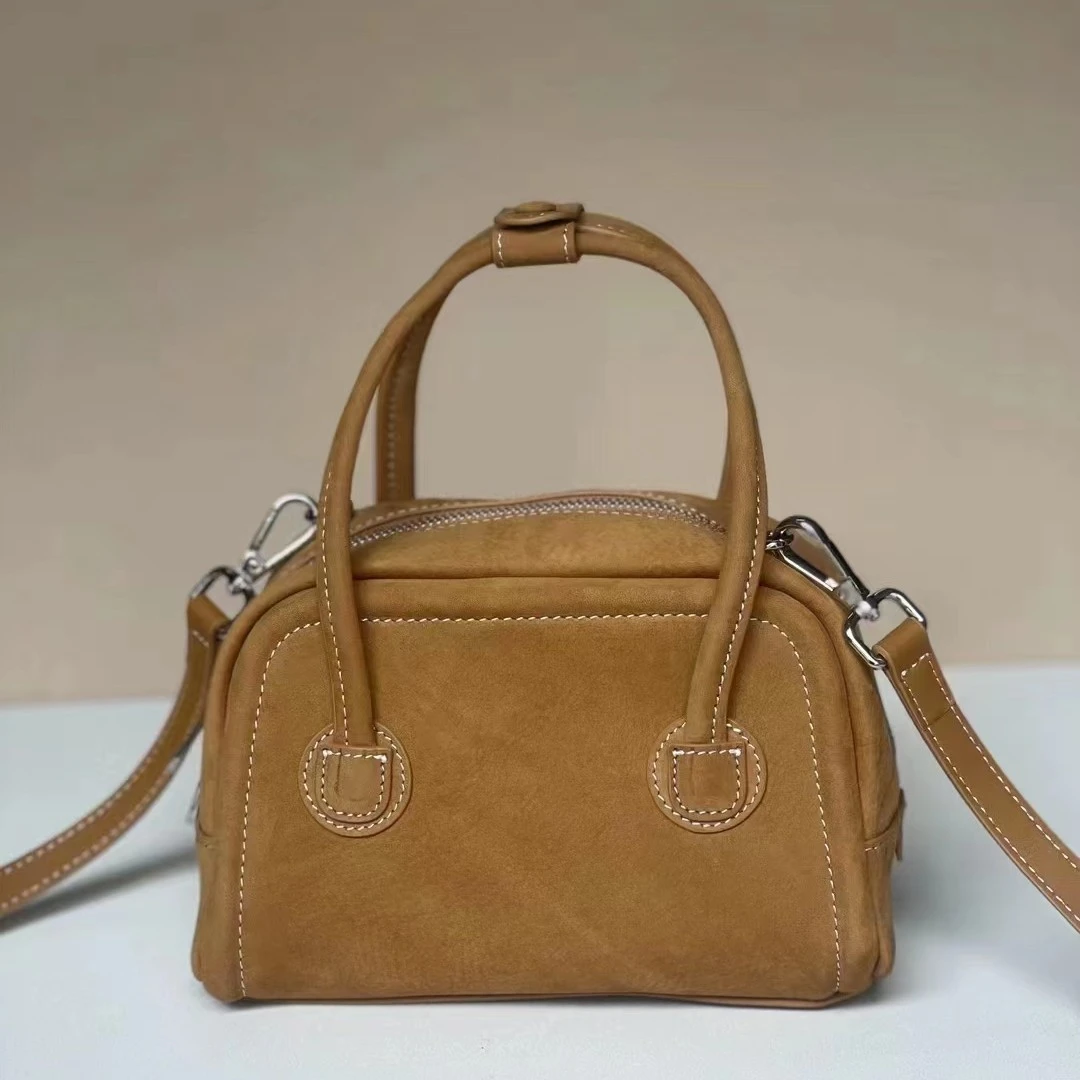 Jinho/金猴2023冬款mini波士顿包头层磨砂牛皮美拉德色系高尔夫包