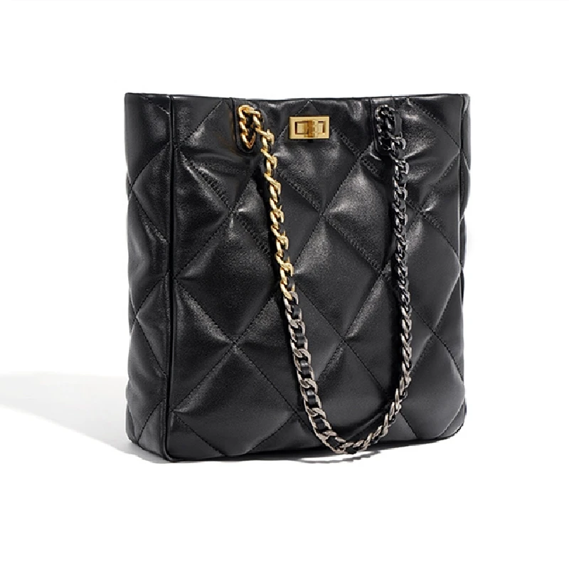 Jinho/金猴2024春季新款头层羊皮单肩腋下手提包时尚大菱格女包