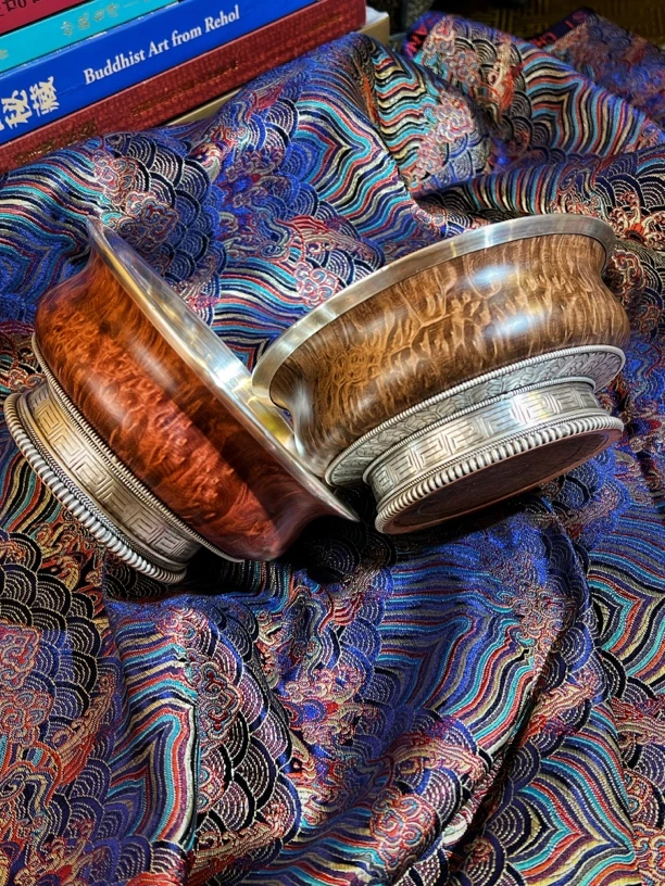 足银银制品 藏式银碗 新款蕉叶纹半包碗