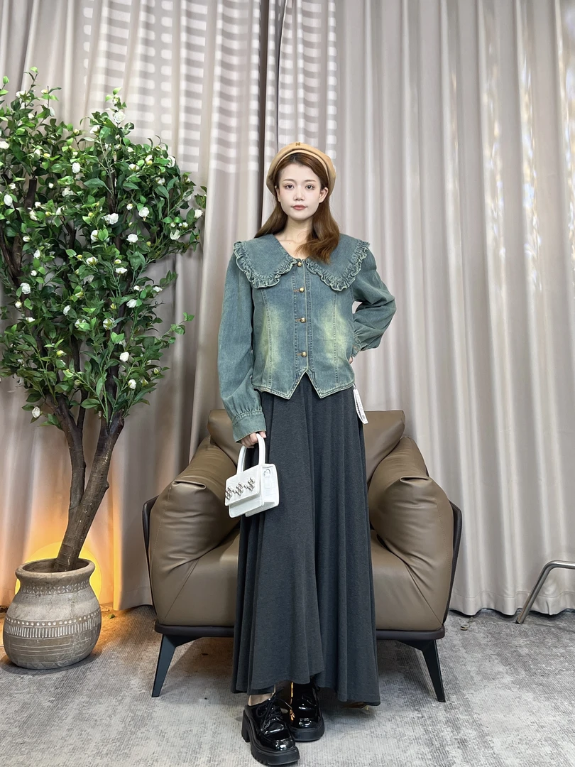 RACI然彩显瘦气质百搭上衣+长裙（单）（套）CSS321266+CG3096