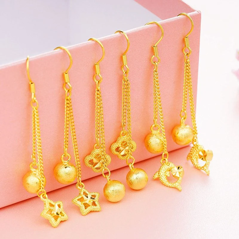 黄铜亚克力耳饰  027新娘耳饰时尚复古金耳环女越长款流苏耳环