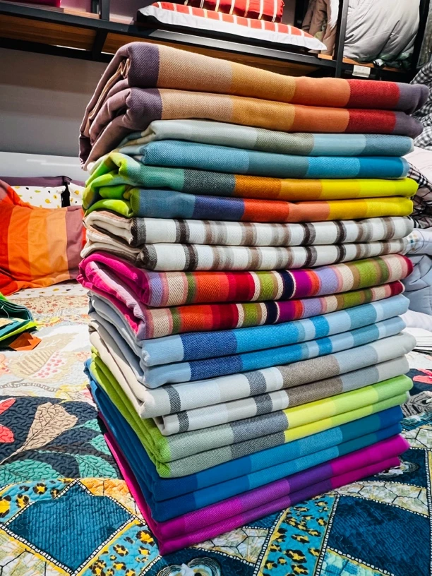 禧坊彩棉色织双人床单220*245cm