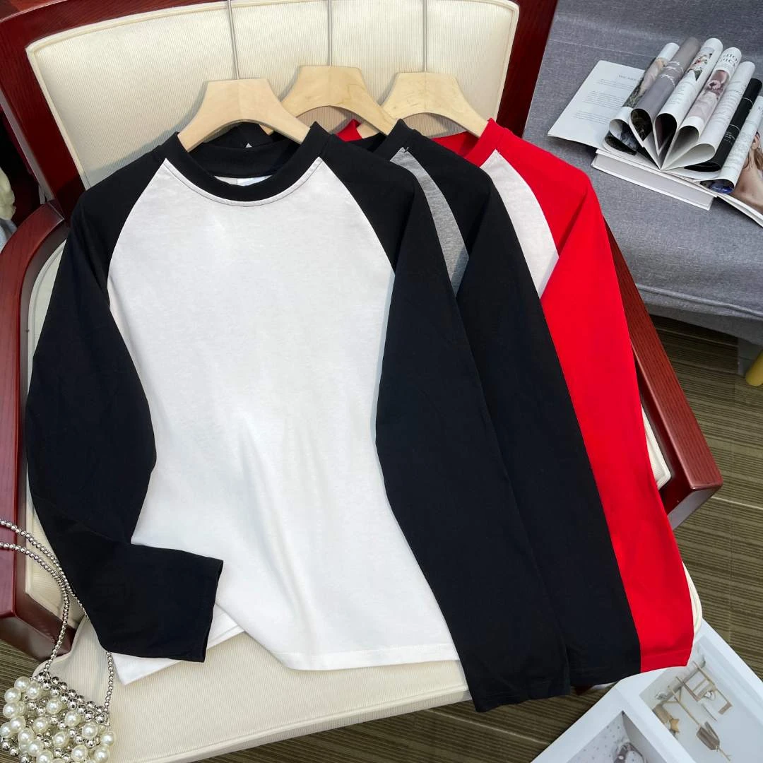 【101-149】美式潮牌男女童100%纯棉长袖韩版T恤中大童甜酷休闲上衣