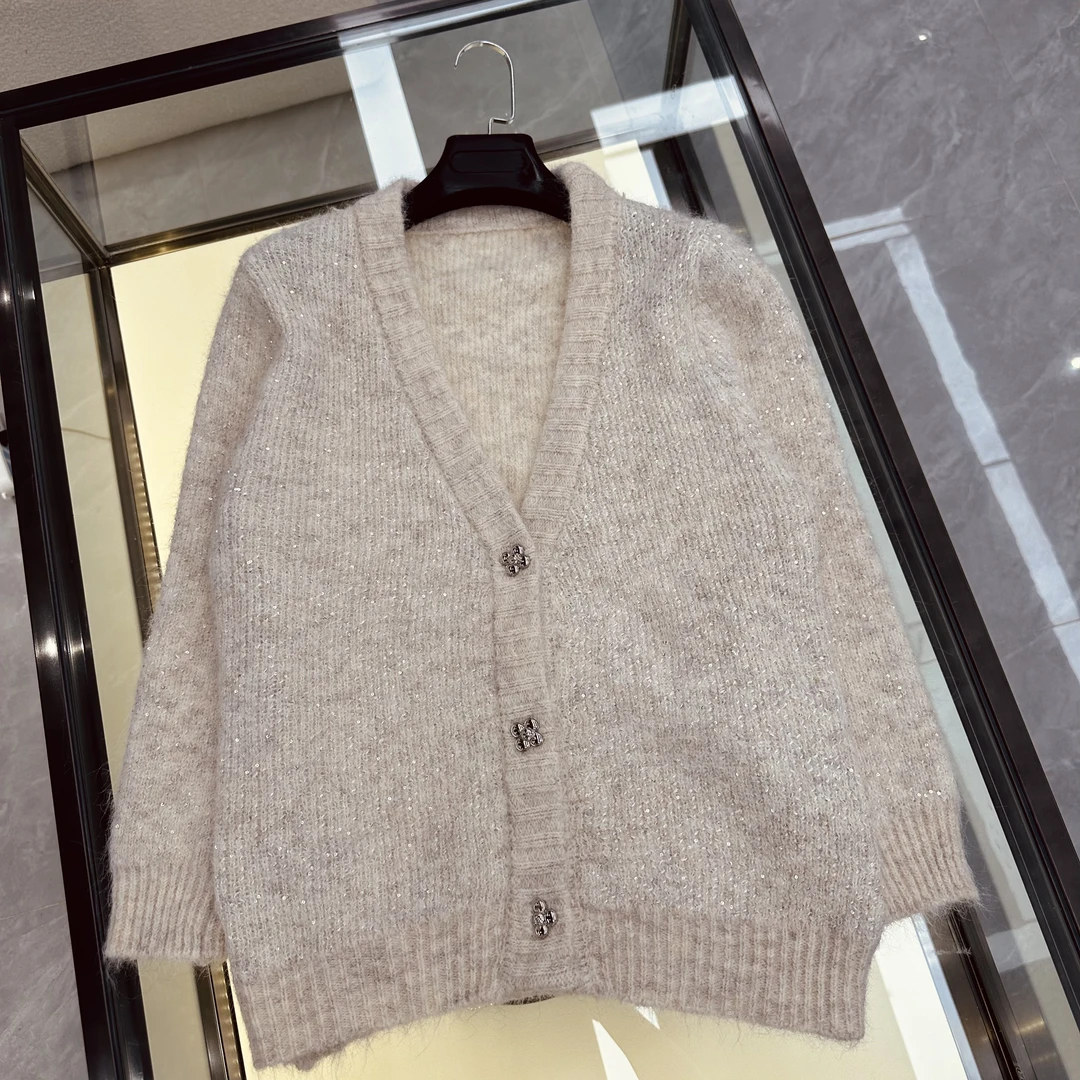 S8-[LONG-NA轻奢严选] 气质V领针织开衫毛衣