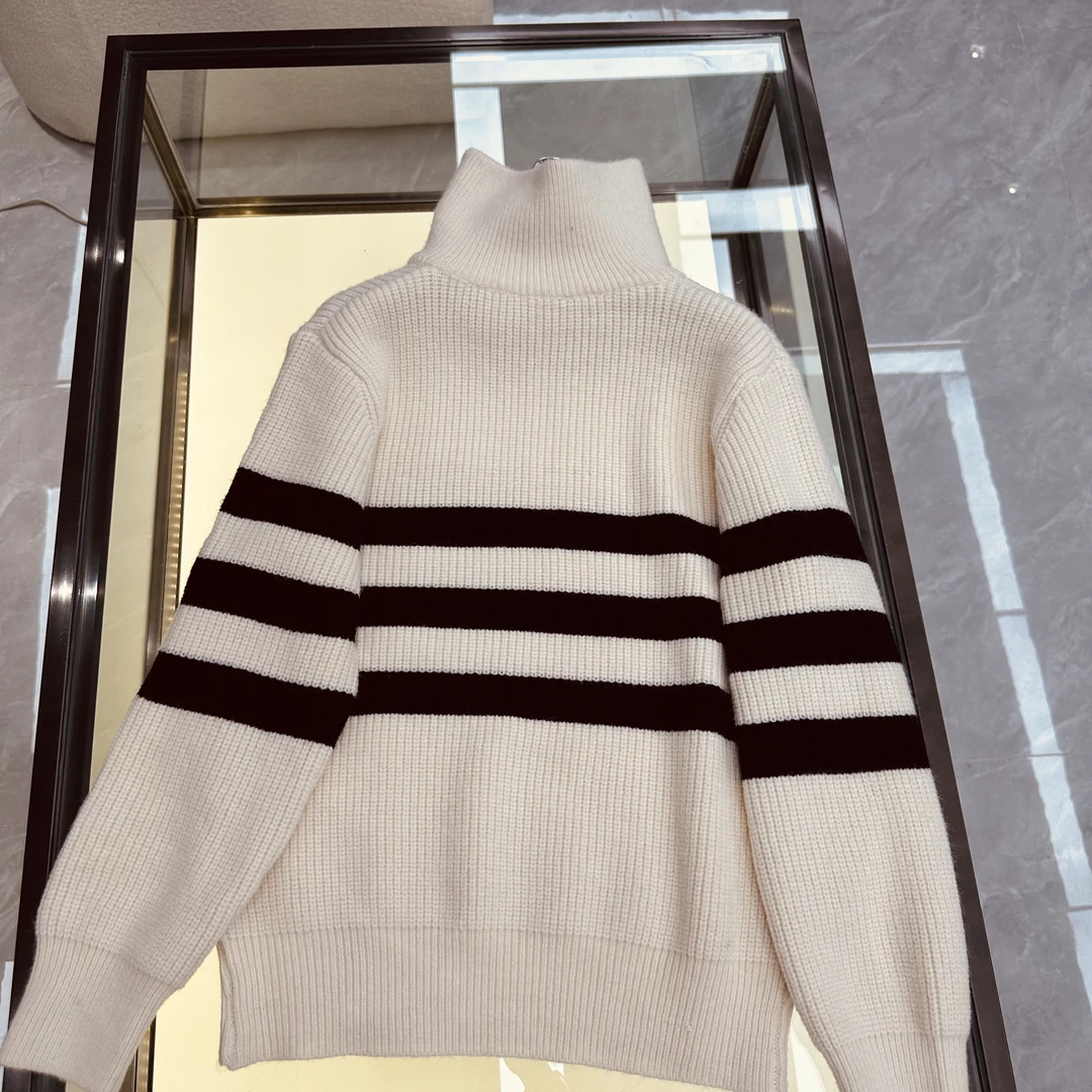 S90-[LONG-NA轻奢严选] 撞色条纹高领长袖针织衫