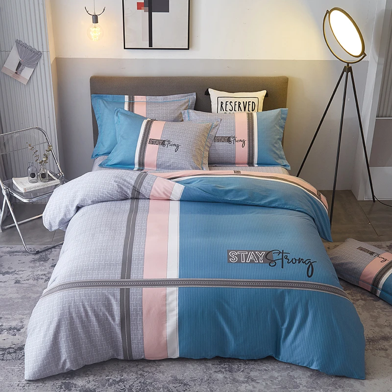 全棉纯棉简约加厚四件套亲肤柔软磨毛家纺床上用品不起球不掉色