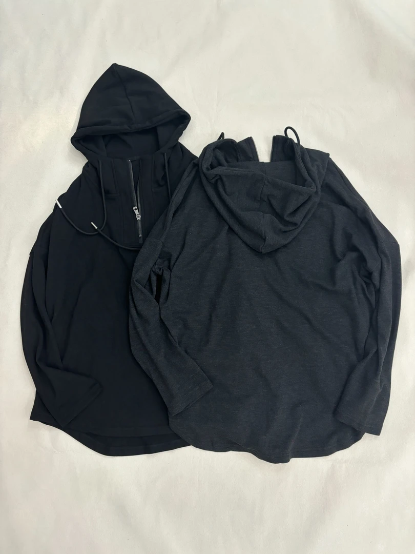 [王小二]157半拉链卫衣套头连帽衫