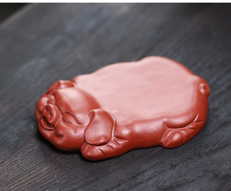 【茶花推荐】福气猪壶承原矿大红袍茶宠茶具摆件创意茶桌茶盘