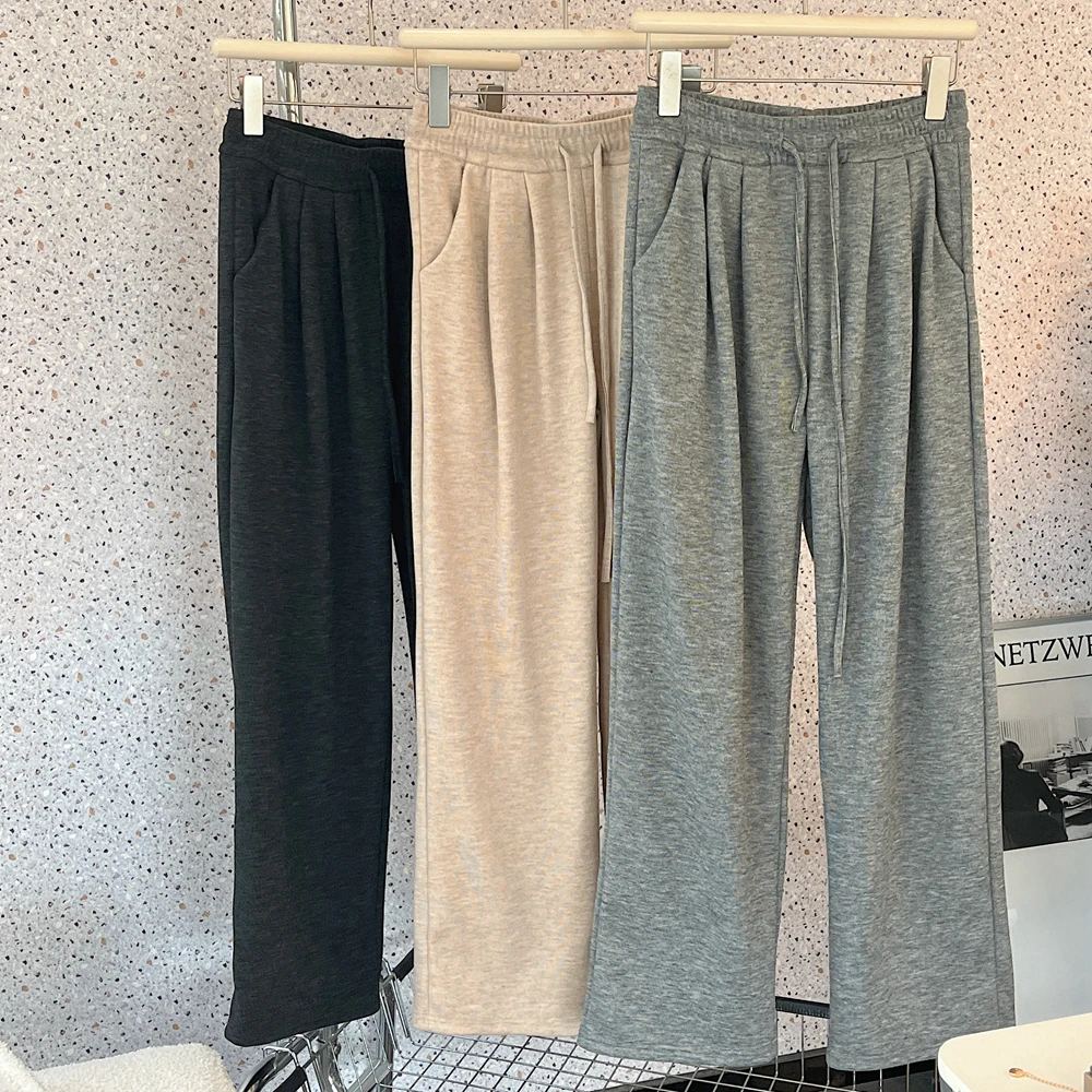 【RR专属】显高显瘦加绒糯米阔腿裤高腰时尚宽松百搭拖地裤女款