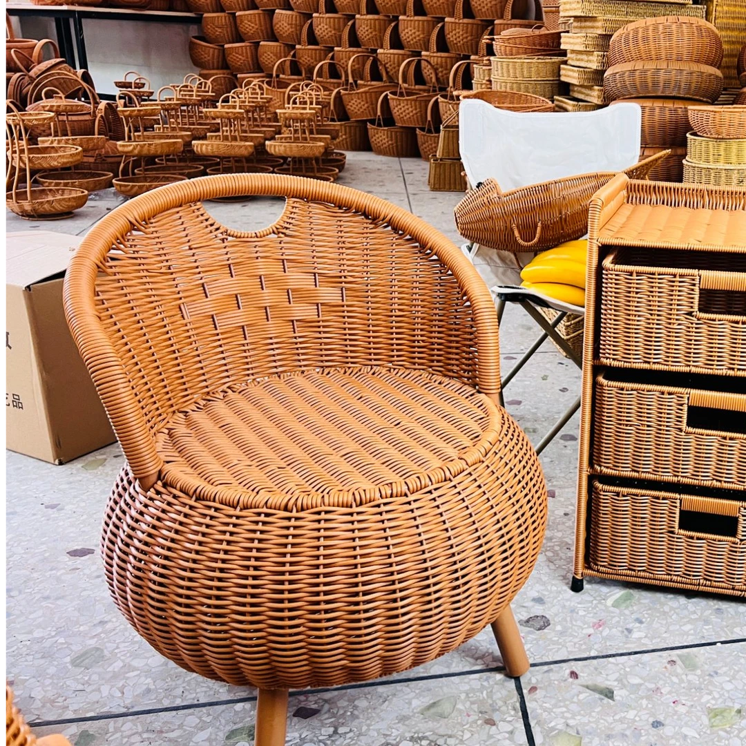 K33纯手工编织单人阳台靠背椅子客厅家用创意简约