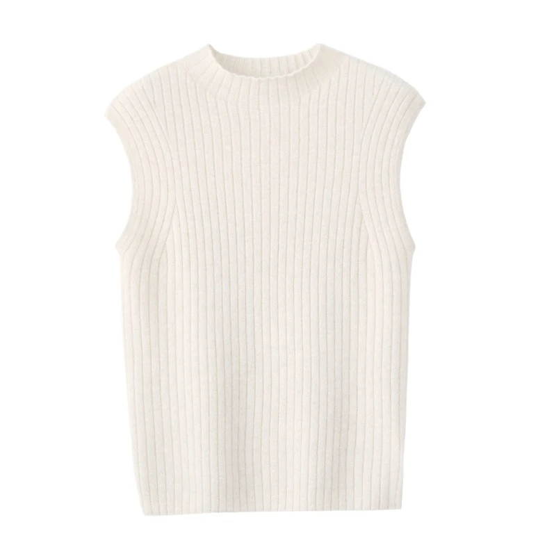 100山羊绒半高无袖打底衫女秋冬保暖羊绒衫修身显瘦