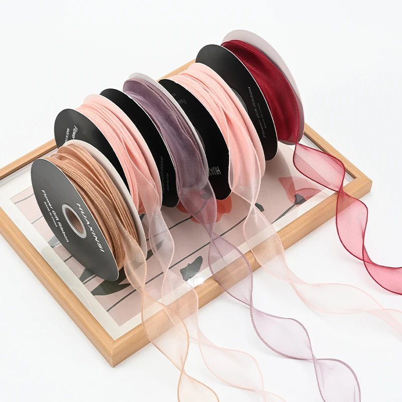 【喜花艺】鱼尾纱素边有卷芯 4CM*40码 花束丝带资材