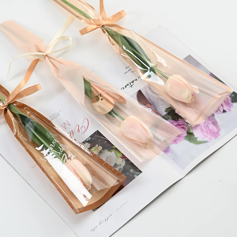 【喜花艺】烫金真心单支袋 2*12.5*44CM/30个/包 花束单支袋资材