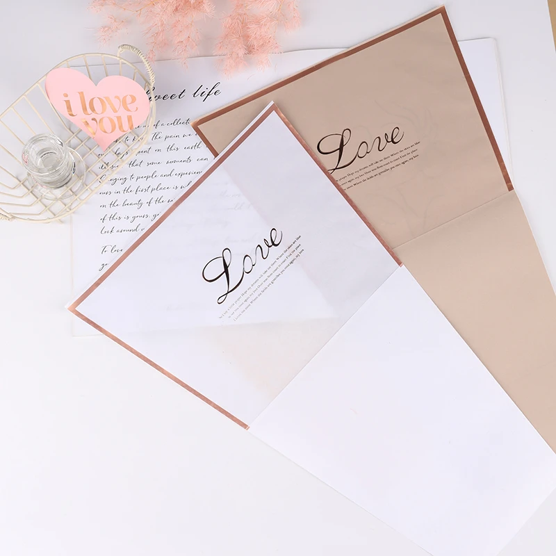 【喜花艺】LOVE烫金牛皮多支袋 13*28*44CM/20张/包 花束单支袋资材